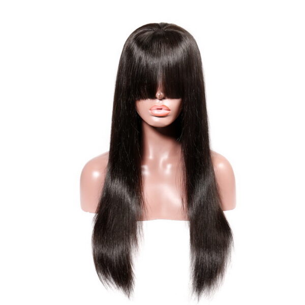 Natural Straight Machine-made Wigs With Bangs(No Lace) - Image 2
